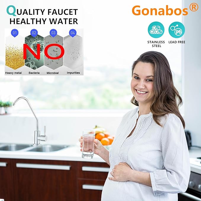 Drinking Water Faucet for Kitchen,100% Lead-Free Reverse Osmosis Faucets,Brushed Nickel SUS304 Stainless Steel Kitchen Filtered Water Faucets,RO Faucet with Longer Thread Pipe