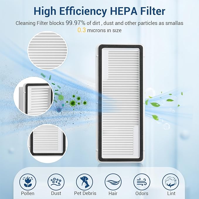 20Pcs Replacement Parts for Narwal Freo X Ultra Accessories Robot Vacuum Cleaner Spare Kit, 1 Main Roller Brush, 4 Hepa Filters, 4 Mop Pads, 4 Dust Bags, 6 Side Brush,1 Clean Tool