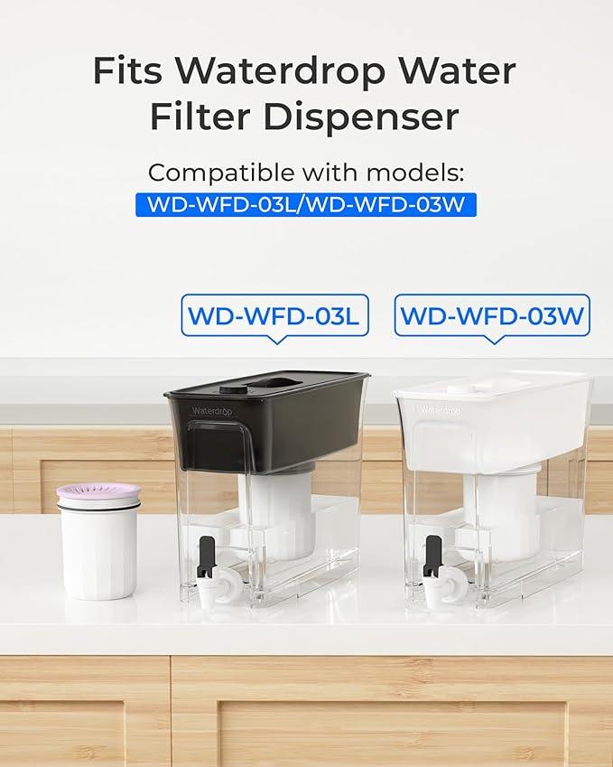 Waterdrop TDS Reduction Replacement Filter for WD-WFD-03L Dispenser Filtration System, Reduces TDS, Chlorine, PFOA/PFOS and More, 2 months, WD-PF-03B (4 Packs)
