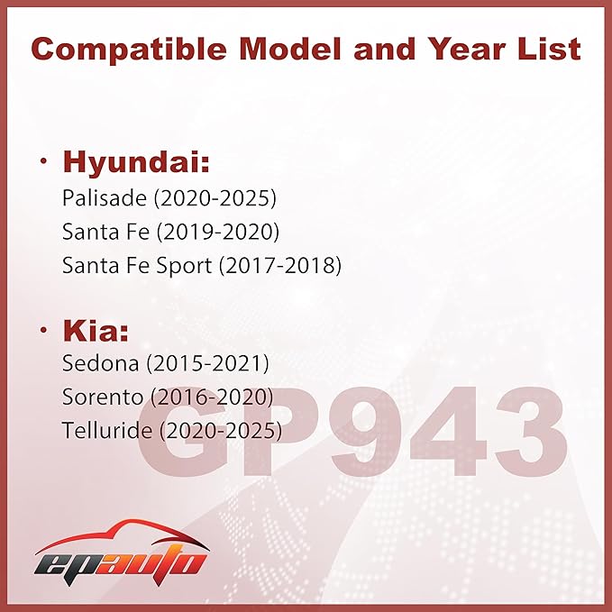 EPAuto GP943 (CA11943) Engine Air Filter, Replacement for Kia Telluride, Sorento, Sedona; Hyundai Palisade, Santa Fe - Fits Select Models 2015-2025 - Rigid Panel Filter for Engine Protection & Airflow