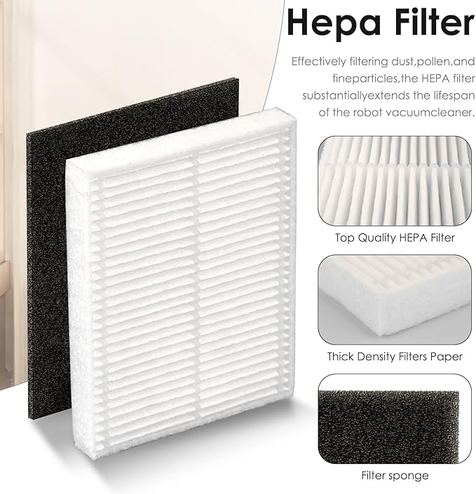 (5 Pack) L60 L50 HEPA Filters Compatible with eufy L60, L60 Hybrid, L60 SES, L50 SES, L50 Series Robot Vacuum, HEPA Filter Kit, Replacement Parts, with Foam Filter 5 Sets