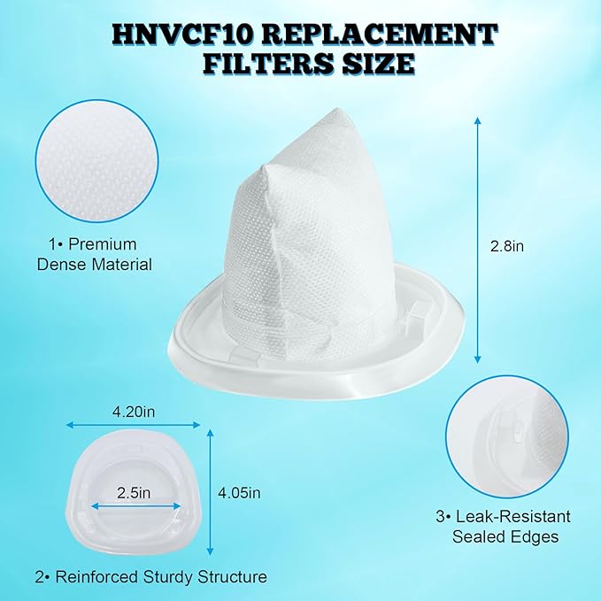 HNVCF10 Replacement Filters for Black and Decker Dustbuster Hand Vacuums HNVC215B10, HNVC115B22, HNV215B12, HNVC215BW52, HNVC115J06, HNVC115J22, HNVC115JB06, HNVC220BCZ01, HNVC220BCP07,6 Pack