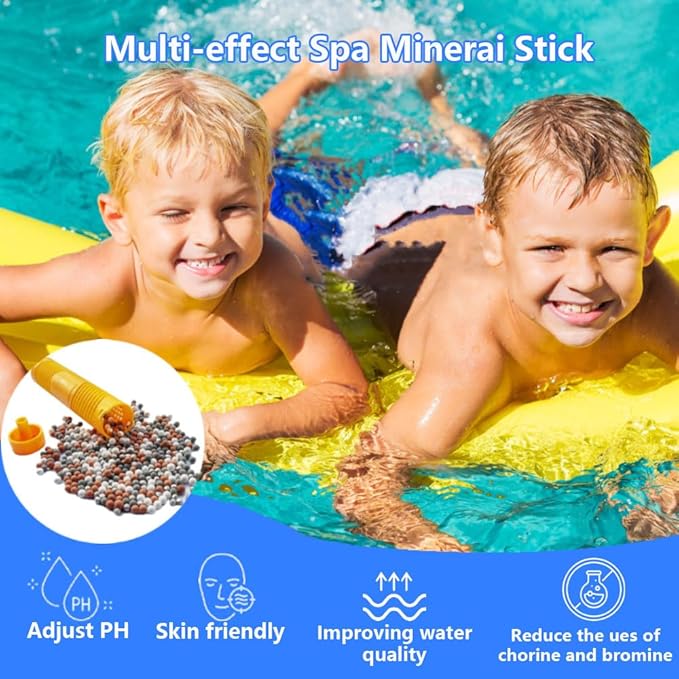 Spa Mineral Sticks, Hot Tub Mineral Stick, Spa Mineral Sticks for Hot Tub with 4 Months Lifetime Universal for Pool&Hot Tub to Keep Water Clear(Yellow,2PCS)
