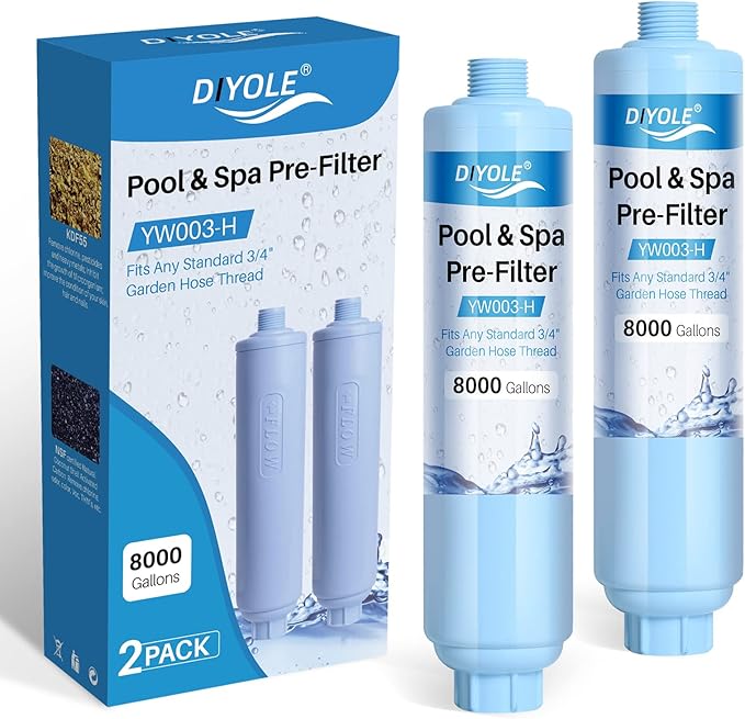 Garden Hose Filter for Filling Hot Tub/Pool/Spa, Greatly Reduces Sediment, Chlorine, Heavy Metals and Odors, Standard 3/4" Garden Hose Thread, Up to 8,000 Gallons(2 Pack)