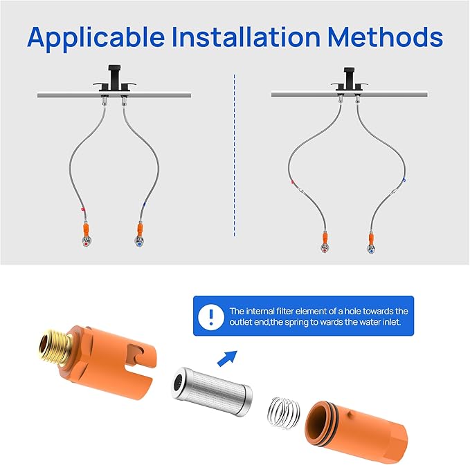 Under Sink In line Water Filter - Sediment Water Filter, Reusable Impurity Filter Attachment, 9/16" Female x 9/16" Male Thread Connector Size for Bathroom Kitchen RV Faucet Supply Lines (1 Pair)
