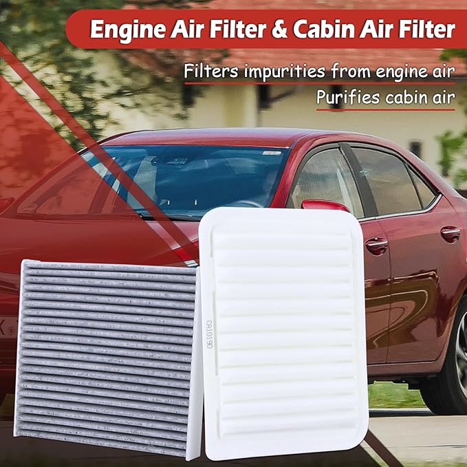 CA10190 Engine Air Filter and CF10285 Cabin Air Filter kit Compatible with 2009-2019 Toyota Corolla 2009-2014 Matrix 2006-2018 Yaris 2008-2014 Scion XD Replaces 17801-0D060 CP285