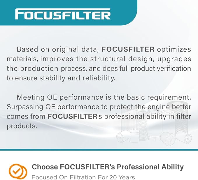 FOCUSFILTER 26350-2J000 OEM Grade Oil Filter, Compatible with 2021-2022 Hyundai Elantra 2.0L, 2020-2025 Hybrid Sonata 2.0L, Replaces 263502J000, S11913, Not For 1.6L & 2.5L