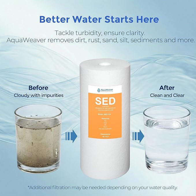 5 Micron 10" x 4.5" Whole House PP Sediment Water Filter Replacement Cartridge for Culligan WH-HD200-C,HD-950A, Aqua-Pure AP801B,AP801T,AP801-C,APWC801,APWC801-C, 4PACK