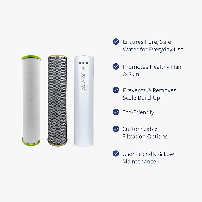 NuvoH2O Replacement Cartridge for Whole Home Trio System, Advanced 3-Stage Citrus Filtered, Salt-Free Water Filter System + Water Softener with Carbon and Iron Filtration – Healthy & Pure Water
