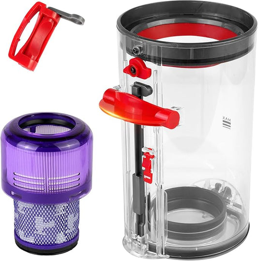 replacement for V11 dustbin for Dys Large Dust Collector, includeing V11.V15.SV14.SV15.SV22, Dust Collector for Vacuum Cleaners. with HEPA Filter, with On/Off Clip.