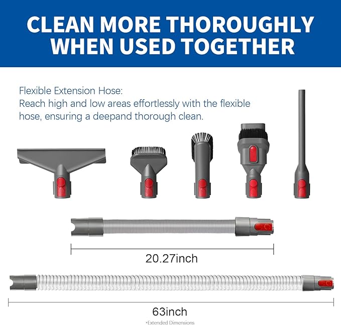 Flexible Extension Hose Attachment Compatible with Dyson V15 V8 V7 V10 V11 Cordless Vacuum Cleaner