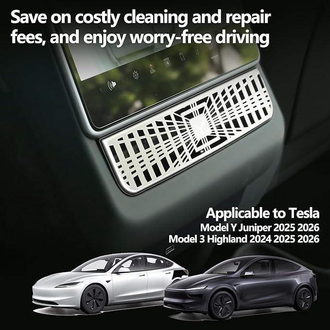 Rear Condition Air Vent Outlet Cover for 2025 2026 Tesla Model Y Juniper Accessories Air Flow Vent Grille Protection Upgraded stainless steel and ABS