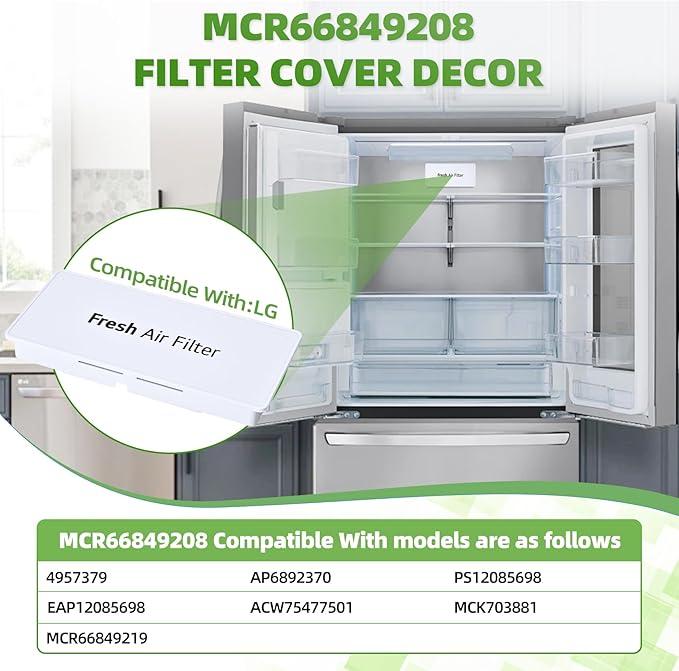 MCR66849208 MCR66849219 Filter Cover Decor Compatible With LG Refrigerators LMRS28596D LMRS28596S LMRS28626D and More, Fresh Air Filter Cover replacement 4957379 AP6892370 ACW75477501 MCK703881