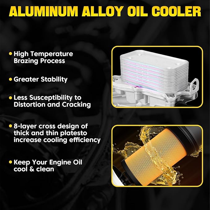 2721800510 Aluminium Oil Cooler Filter Housing Assembly Compatible with 2006-2012 Mercedes Benz E350 E280 C230 C300 C350 GLK350 ML450 S400 SLK300 R350 S550 GL550 E550 SL550 CLS550 CL550 CLK550