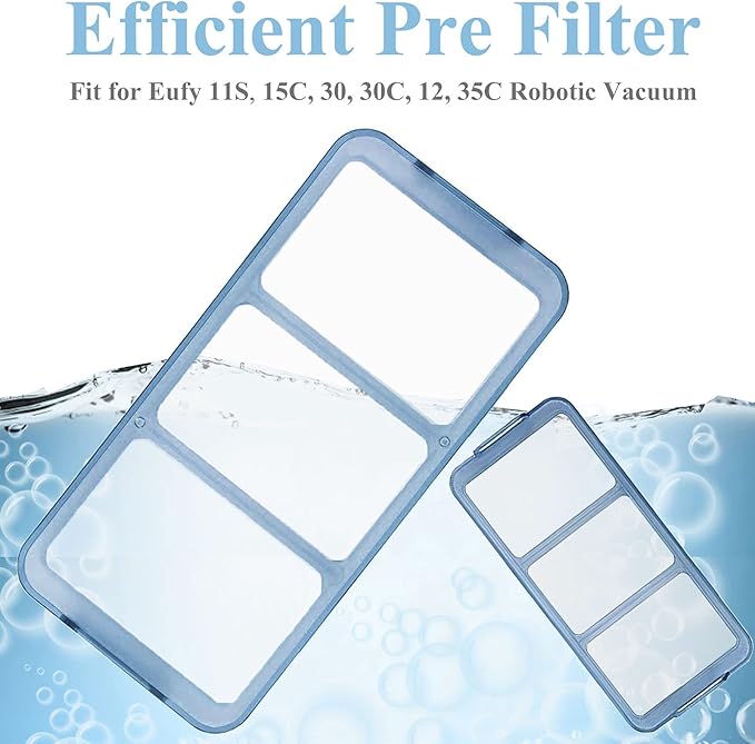 Replacement Parts Accessories Kit for Eufy RoboVac 11S, 15C, 30, 30C, 12, 35C Vacuum Filters, 10 Side Brushes, 10 Filter, 2 Main Brush, 1 Pre Filter, 1 Roller Brush Guard