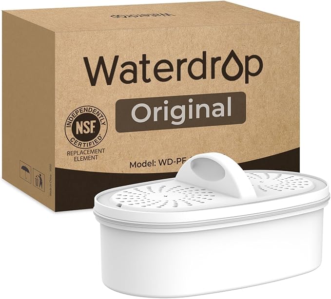 [Original] Waterdrop WD-PF-01A Plus NSF Certified Replacement Filters for All Waterdrop Pitcher Filtration System, Reduces Lead, PFAS, PFOA/PFOS, Chlorine, Last Up to 3 Months or 200 Gallons, 1 Pack