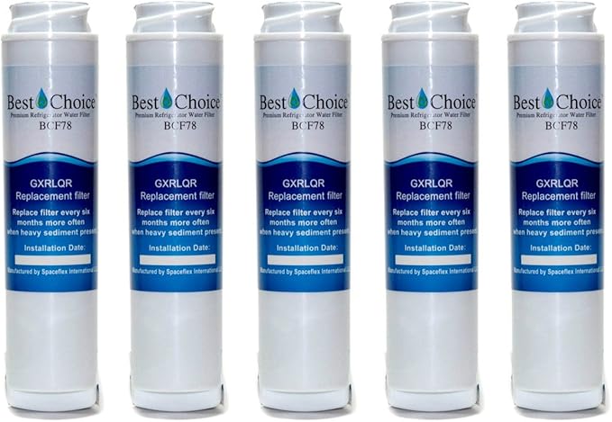 BCF78 Compatible with GE GXRLQR Certified Refrigerator Replacement Cartridge Fits GXRLQ, GX1S50, GXSTQ, GXRLOR SmartWater Twist and Lock Inline Filter (5-Pack)