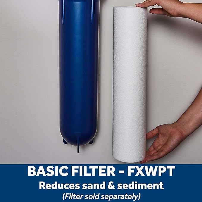 GE Heavy Duty Whole House Water Filtration System, Reduces Sediment, Rust & More, Install Kit & Accessories Included, Filter Not Included, Replace Filter (FXWPT, FXWPX) Every 3 Months, GXWH60T