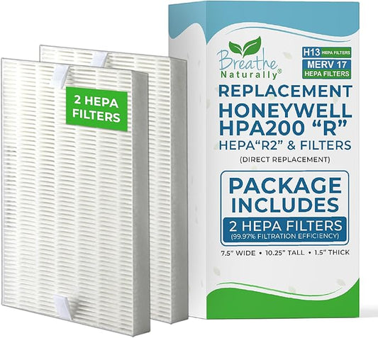 Breathe Naturally - HPA200 HEPA Replacement Filters - Honeywell Replacement Filters for Premium Air Purification -Ideal HPA200 Filter Replacement for Home & Office Use(2 pack HEPA Replacement Filter)