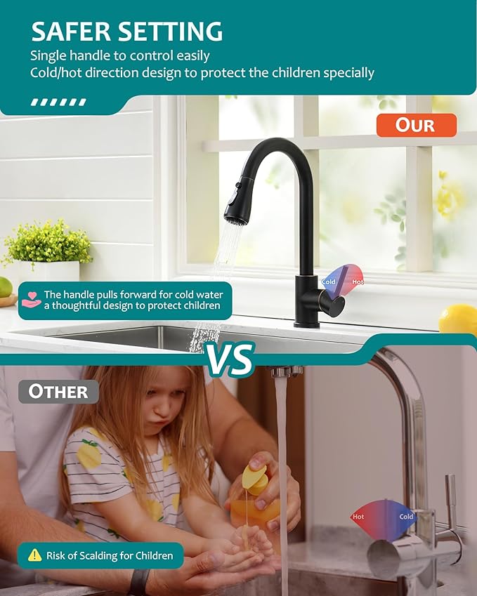 Oil Rubbed Bronze Kitchen Faucet with Pull Down Sprayer, Kitchen Sink Faucet VFAUOSIT Commercial Stainless Steel Laundry Single Handle Bronze Faucet for Kitchen Sink, Grifo para Fregaderos de Cocina
