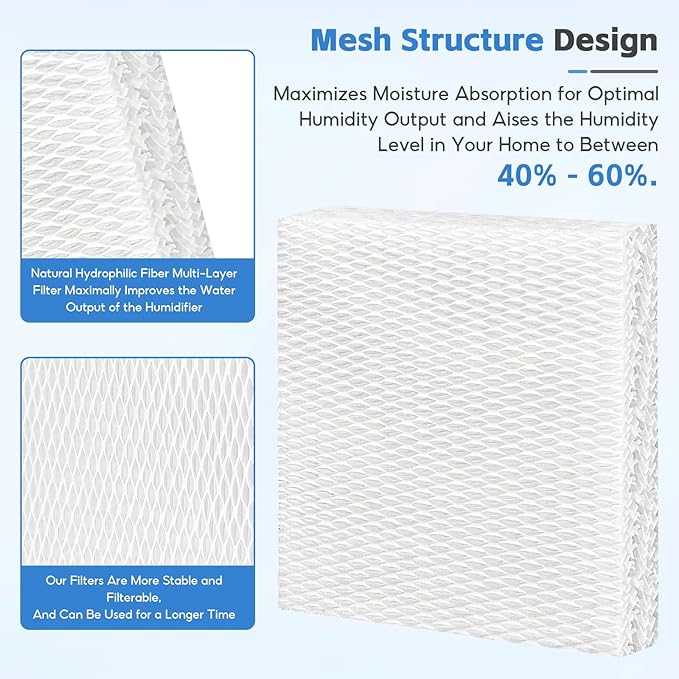 8-Pack HFT600 Humidifier Replacement Wicking Filter T for Honeywell Hev615 Hev620 Humidifier, Compatible with Honeywell HFT600 Humidifier Filter T, Replace Part# HFT600T HFT600PDQ