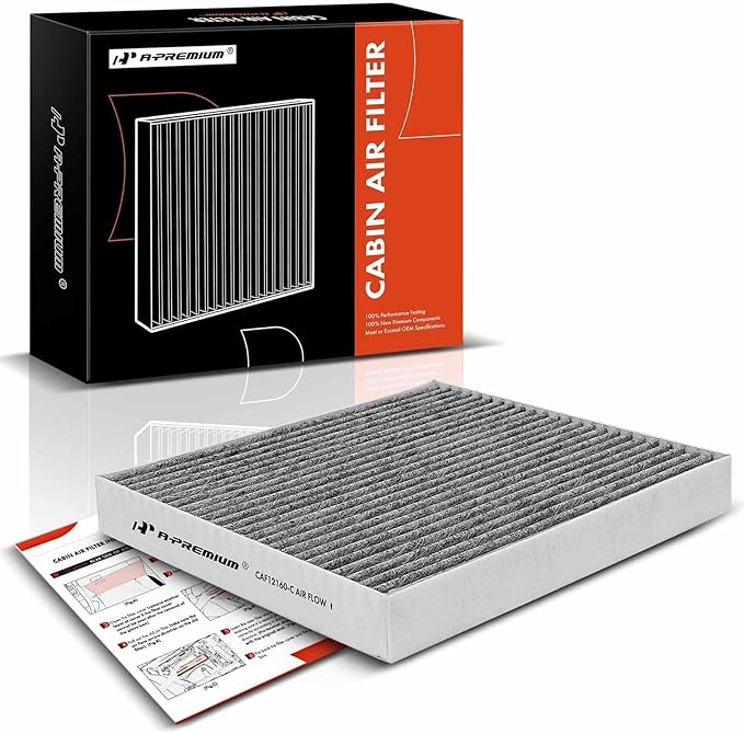 A-Premium Cabin Air Filter with Activated Carbon, Compatible with Hyundai Kona 18-23, Tucson 16-21, Veloster 19-21, Venue 20-23 & Kia Seltos 21-23, Soul 20-23, Sportage 17-22
