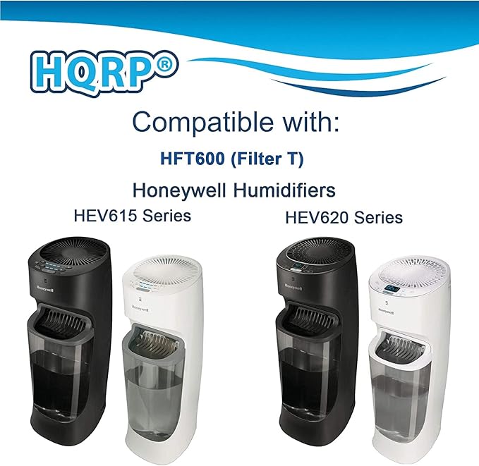 HQRP 2-Pack Wick Filter T Compatible with Honeywell HFT600 / HFT600PDQ Replacement fits Honeywell HEV615 HEV620 HEV600 Humidifiers, with Blue Pre-Filter