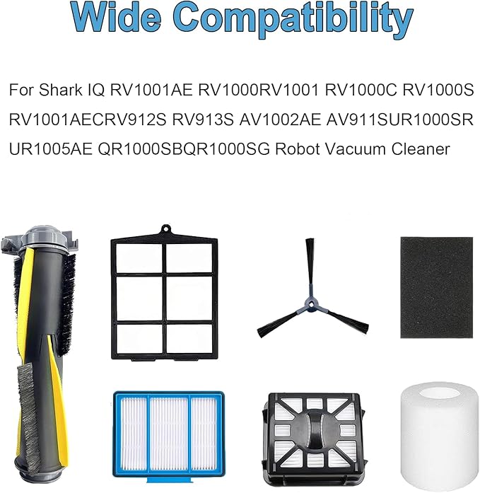 Accessories Kit for Shark IQ R101AE (RV1001AE) IQ R101 (RV1001) AV911S EZ AV1010AE IQ Robot Vacuum Cleaner Replacement Parts Pack of Main Brush, Filters, Side Brushes