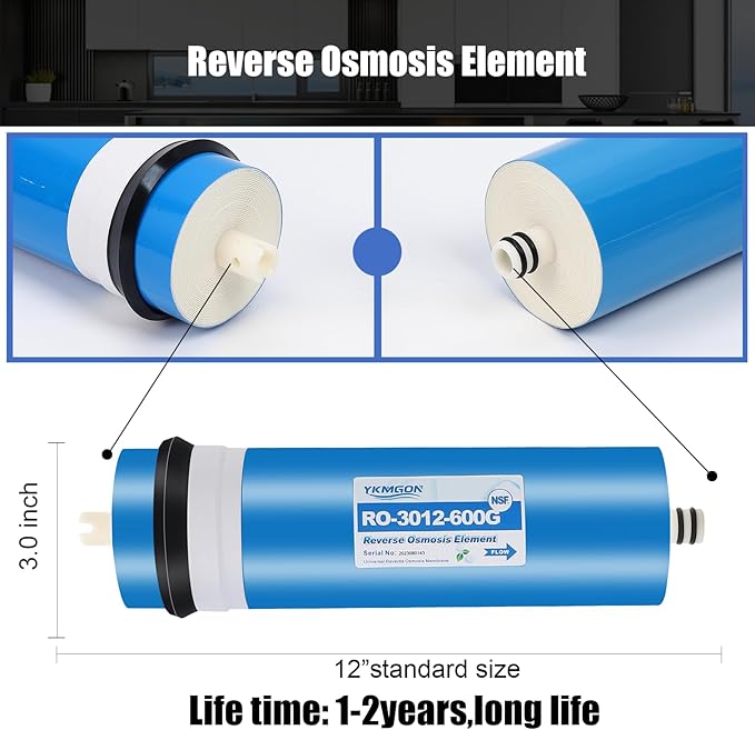 600GPD Reverse Osmosis Membrane Kit with RO Membrane Housing,Wrench,Quick-Connect Fittings,Check Valve and Water Pipe Replacement for Under Sink Home Drinking RO Water Filter System