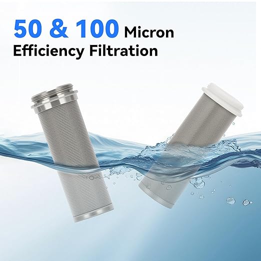 Solimeta Spin Down Sediment Filter with Pressure Reducer and Pressure Gauge, 50/100 Micron Precision, 3/4" NPT