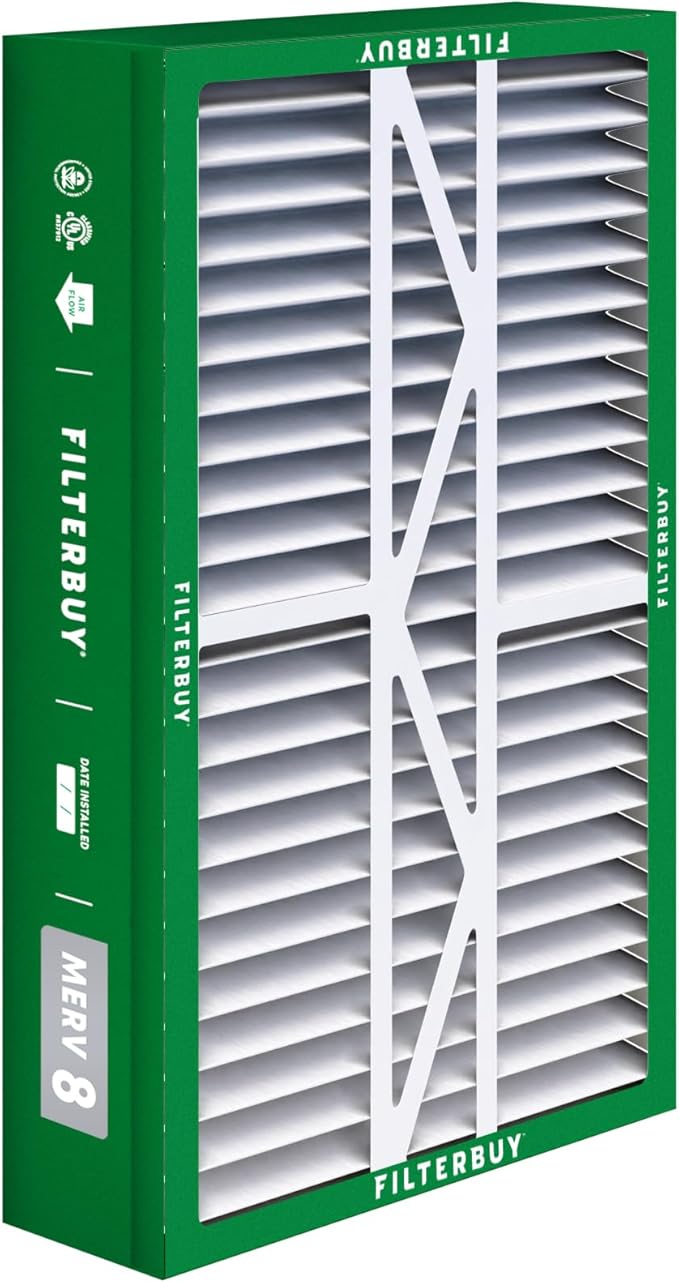 Filterbuy 17.5x27x5 Air Filter MERV 8 Essential Dust & Allergy Defense (3-Pack), Pleated HVAC AC Furnace Filters for Trane Perfect Fit & American Standard (Actual Size: 17.13 x 26.13 x 4.97)
