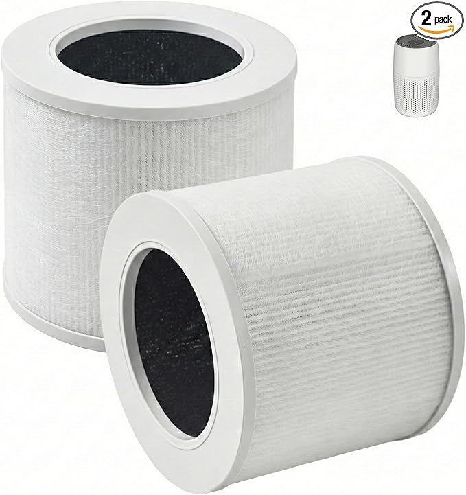 Air Purifier Replacement Filter Compatible with Levoit Core Mini Air Purifier Filter 3-in-1 H13 True HEPA Filters, High-Efficiency Activated Carbon Filter, Replace Part Core Mini-RF, 2 Pack