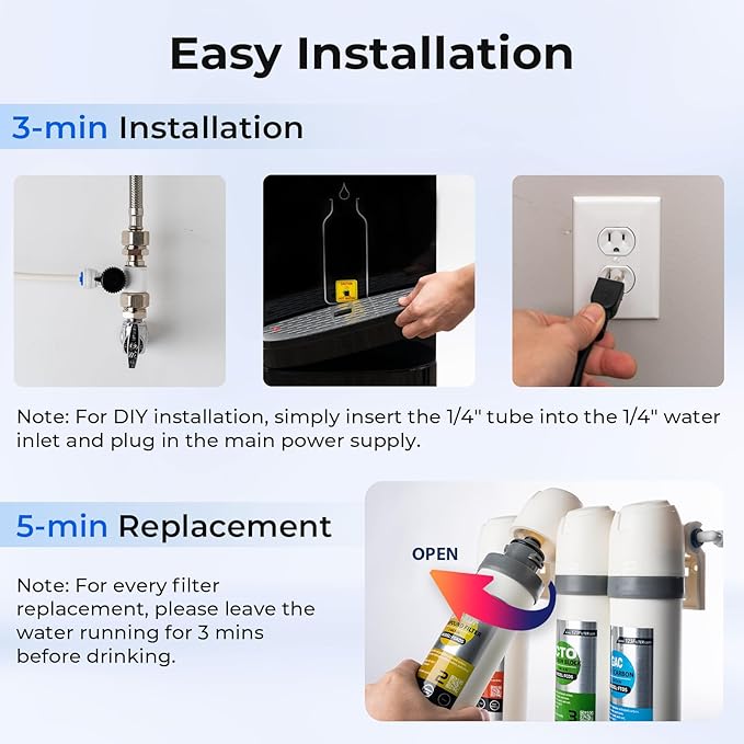 iSpring Bottleless Water Dispenser with 4-Stage Filtration, SGS-Tested 99% of PFAS Removal, Water Cooler Dispenser - Hot, Cold, Room Temp, Self Cleaning, Stainless Steel, Silver, Model: DS4S-PF