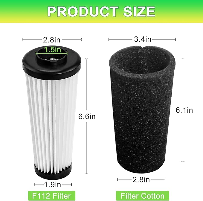 F112 Filter Replacement for Dirt Devil Endura Vacuum Parts UD70187 UD20120NC UD20124 UD70167P UD70171 UD70186 UD70174 UD70161 UD70181, 3 Pack Odor Trapping Filter Replace Part AD47936 Vypart