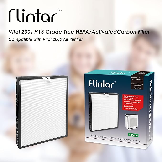 Flintar Vital 200S True HEPA Replacement Filter, Compatible with LEVOIT Vital 200S Air Purifier, H13 True HEPA + Activated Carbon Replacement filter, Part # Vital 200S-RF, 1-Pack