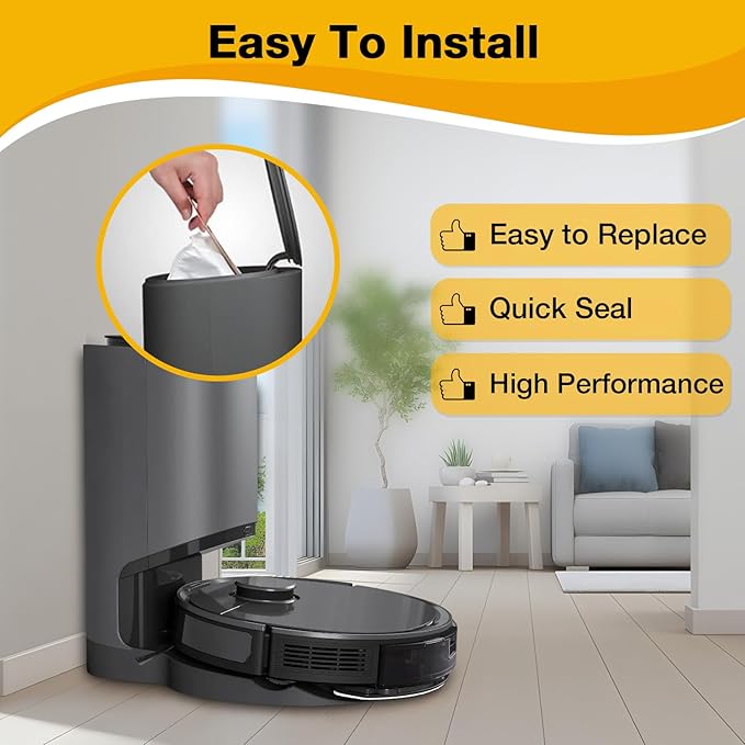 12 Pack Vacuum Dust Bags for Yeedi K781+ Vac Station, Disposable Dust Bag Fit for ECOVACS Deebot OZMO T8 AIVI T8 Max N8 Pro Plus N8Pro T9 AIVI T9PRO T9MAX DX93 DDX96 N10 Plus Vacuum Cleaner