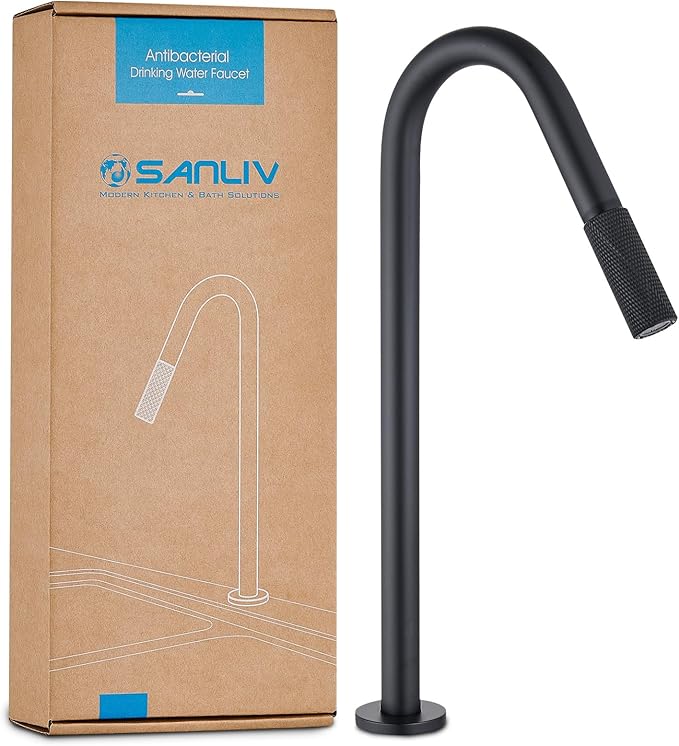 Filtered Water Faucet for Kitchen Sink, Matte Black RO Drinking Water Faucet, Pure Water Filter Tap for Reverse Osmosis Filtration System, Stainless Steel, Matte Black