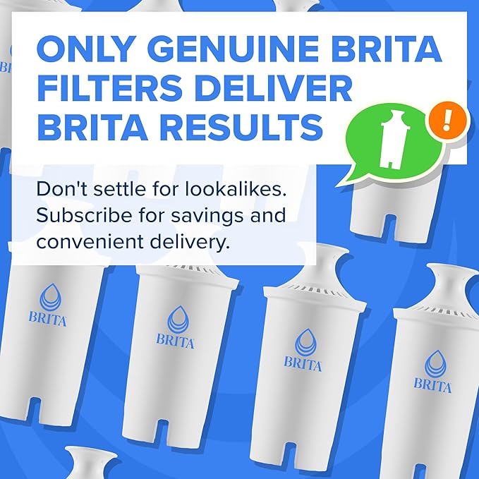 Brita Standard Water Filter for Pitchers and Dispensers, BPA-Free, Reduces Copper, Cadmium and Mercury Impurities, Lasts Two Months or 40 Gallons, Includes 4 Filters for Pitchers