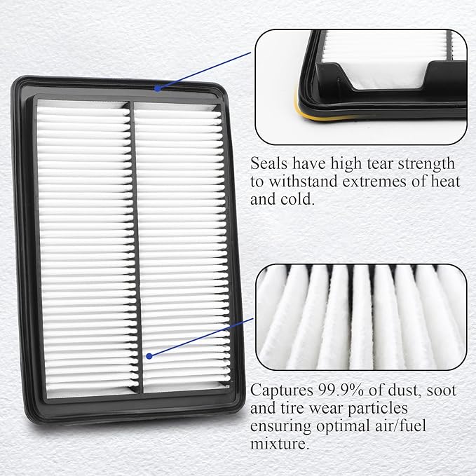 CA11858 Engine Air Filter for Rogue (2014-2020), Rogue Sport (2017-2022), Qashqai (2017-2020) - Replaces WA10215 165464BA01, 165464BA1A, 165464BA1J, 165464BC1A, 165464BC2A