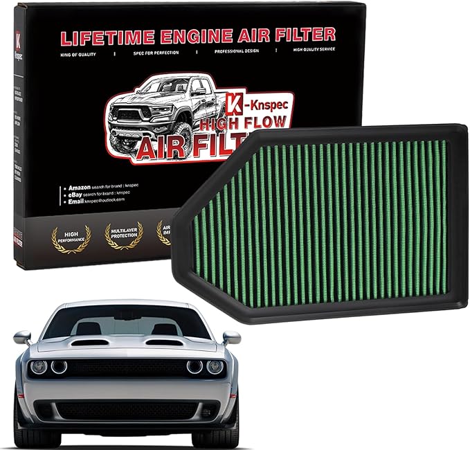 Engine Air Filter Compatible With DODGE Challenger Charger CHRYSLER 300 2011-2023 Reusable Washable Engine Air Filter, Car Replacement Filter(Challenger, Charger,300-Air Filter)
