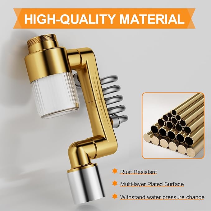 Water Filter for Sink Faucet Extender - 2 Mode 1080° Rotating Swivel Faucet Aerator - Bathroom Sink Sprayer Attachment for Faucet with Stretchable Hose - 5pcs Cartridges Reduce Heavy Metal