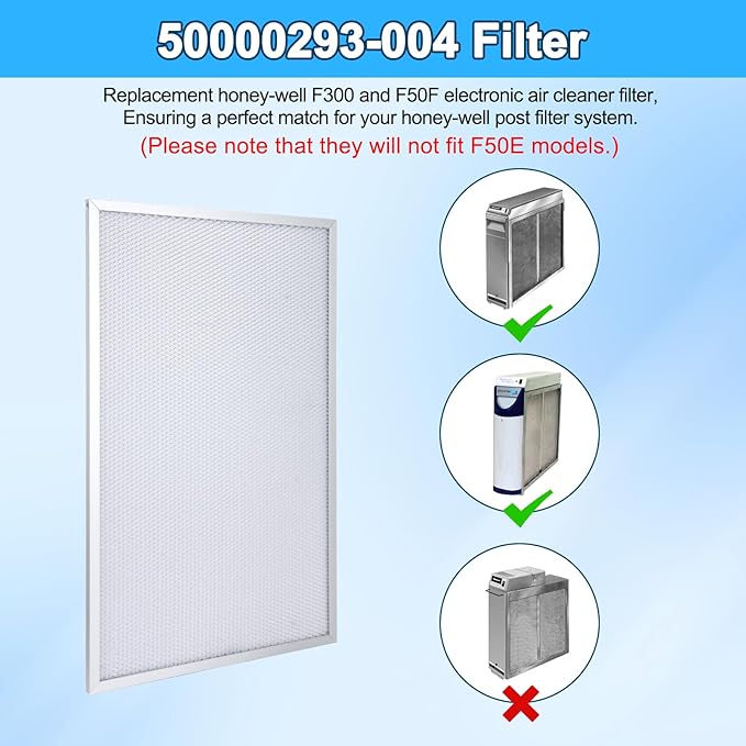 50000293-004 Post Filter Replacement Honey-well Electronic Air Cleaner Filters F300 F50F Fits For Honey-well Post Filter 20" X 12.5" (2 Pack)
