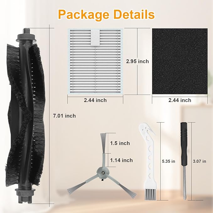 L60 Accessories Kit Compatible with Eufy L60 / L50 Vacuum Robot, 2 Roller Brushs, 4 HEPA Filters, 4 Side Brushs, 1 Clean Tool, 1 Screwdriver for Eufy L60 / L50 Replacement Parts