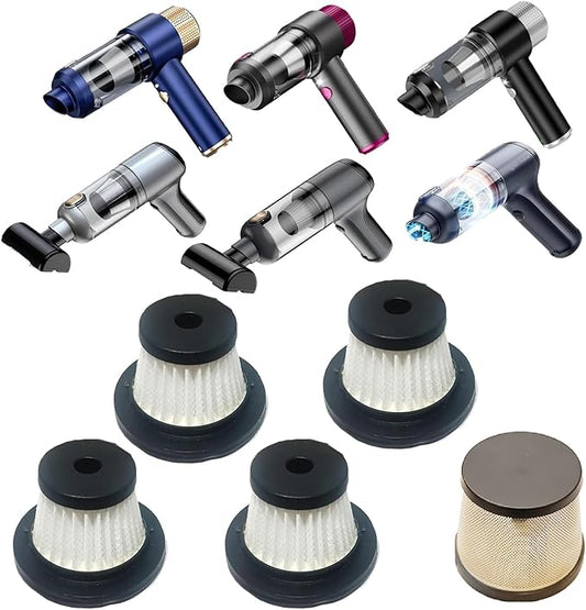 4 Pack Vacuum Filter Replacement（Height 1.87inch） and 1Pack Steel Filter Compatible with JONYJ LT-135, EYYA 135, Opinta LT-126 Car Vacuum, and Sweetone, AX2V, AHNR Handheld Vacuum Related.