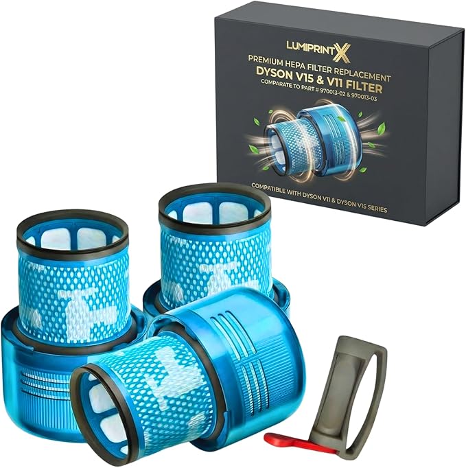 Dyson V15 Filter, 3-Pack Premium True HEPA Replacement Filters for Dyson V15, V15 Absolute/Submarine, V11 Animal, V11 Completed/Absolute, Dyson-V11, V11 Filter with Trigger Clamp, Part no. 970013-02