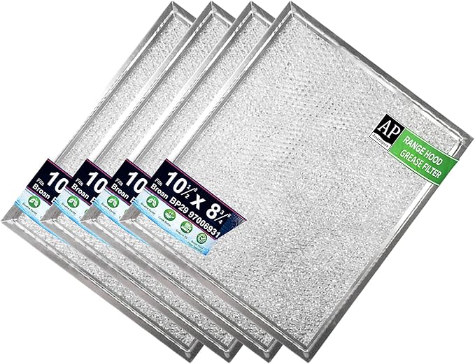 4X Stove Hood Vent Filter 10.5" x 8.75" 97006931 Compatible with Broan Range Hood Filter Replacement BP29 - Fit's Nutone Kitchen Exhaust Fan Filters - Blocks Grease & Filters Oven Air