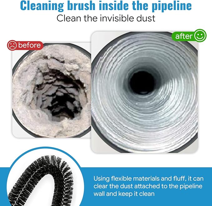 Dryer Lint Vacuum Attachment Compatible with Cordless Vacuum Cleaner, Flexible Dryer Vent Cleaner Kit Lint Dryer Lint Brush and Vacuum Hose Attachment with Universal Connector, Quickly Lint Remover