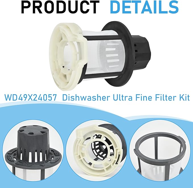 New for GE Dishwasher Ultra Fine Filter Kit WD49X24057 Replace parts WD12X10416 WD12X20107 ge profile washer dryer combo foam filter WD12X21976 WD12X22560 WD12X23736 WD12X20340 WD12X21676 WD12X20549