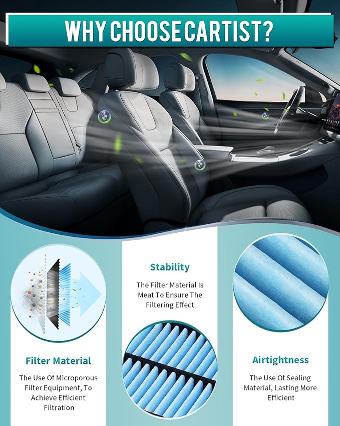 Cartist 2-PC Engine Air Filter Fits for 2012-18 Hyundai Santa Fe, 2013-16 Santa Fe Sport, 2013-19 Santa Fe XL, 2014-15 Kia Sorento (Not for Hyundai Santafe sport)