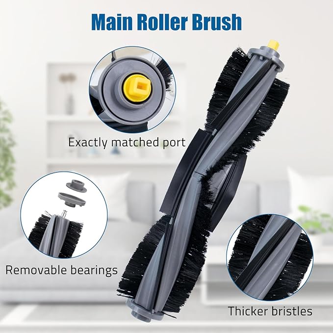 18 PCS Replacement Accessories Kit For Ecovacs Deebot X1 TURBO/OMNI Robot Vacuum Cleaner Parts, 1 Main Brush, 6 Side Brush, 3 Hepa Filter, 4 Mop Cloth, 4 Dust Bag